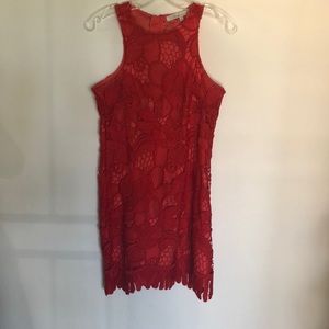 Lovers and Friends Red/coral lace sleeveless dress